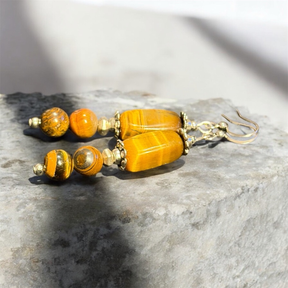 Handcrafted tigers eye earrings - Picture 5 of 8